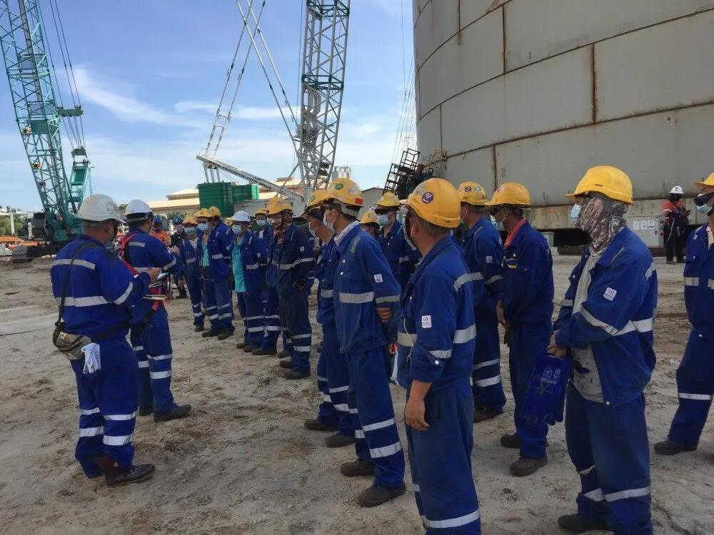 捷报频传!寰球公司首个海外LPG低温储罐气顶升成功 捷报频传!寰球公司首个海外LPG低温储罐气顶升成功