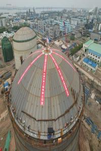 天辰公司总承包的江苏中燃延长液态烃仓储项目8万立双金属低温储罐气顶升圆满成功!