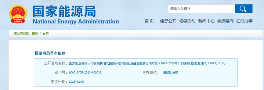 中国加快油气勘探开发与新能源融合发展行动方案(2023-2025年) 中国加快油气勘探开发与新能源融合发展行动方案(2023-2025年)