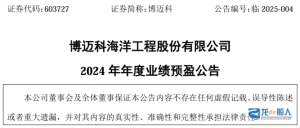 博迈科:2024年净利润1亿左右,成功扭亏为盈